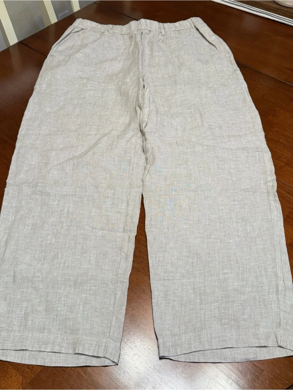 Quince 100% European Linen Cropped Pants Flax Medium Lagenlook Coastal Casual